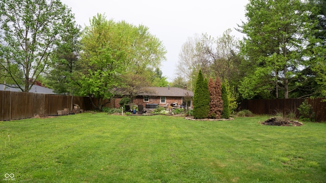 view of yard featuring a fenced backyard