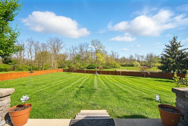 view of yard featuring a fenced backyard