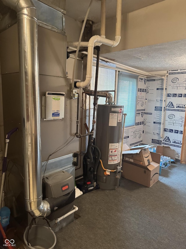utility room with water heater