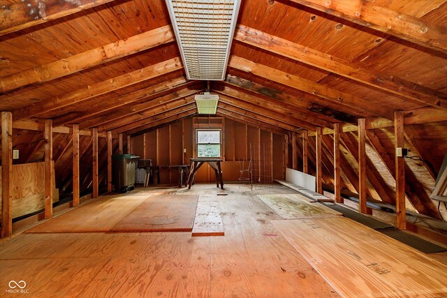 view of unfinished attic
