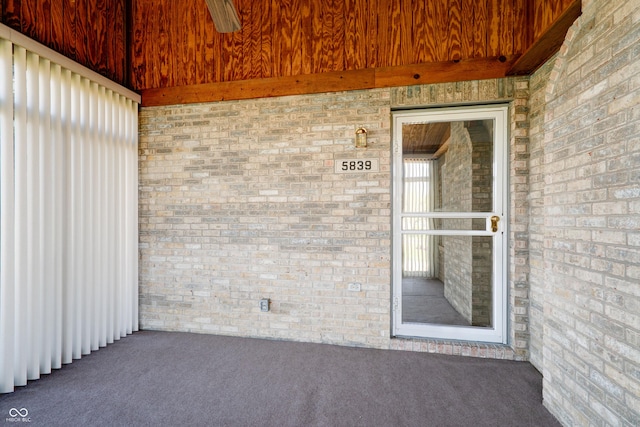 5839 Quail Run Dr, Indianapolis, IN 46237 - exterior space featuring ceiling fan and brick siding