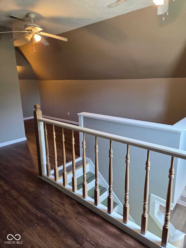 2819 W 16th St, Indianapolis, IN 46222 - interior space featuring a ceiling fan, baseboards, wood finished floors, and lofted ceiling