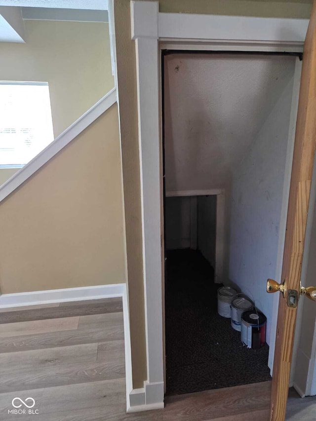 2819 W 16th St, Indianapolis, IN 46222 - stairway featuring wood finished floors