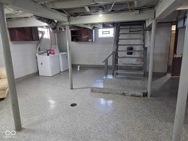 2819 W 16th St, Indianapolis, IN 46222 - below grade area featuring washer and clothes dryer and stairway