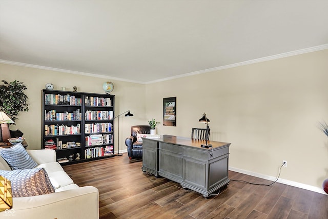 12669 Brookshire Pkwy, Carmel, IN 46033 - office space with baseboards, ornamental molding, and dark wood-style floors