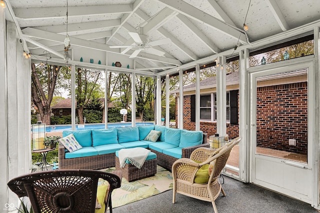 12669 Brookshire Pkwy, Carmel, IN 46033 - sunroom featuring ceiling fan and outdoor lounge area