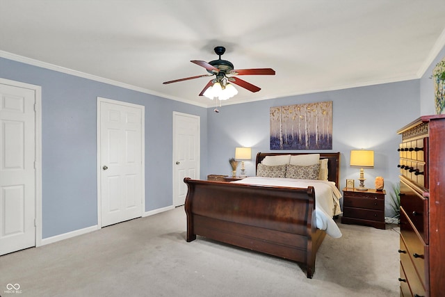 12669 Brookshire Pkwy, Carmel, IN 46033 - carpeted bedroom featuring crown molding, baseboards, and a ceiling fan