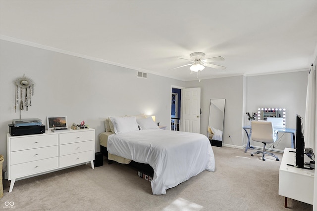 12669 Brookshire Pkwy, Carmel, IN 46033 - bedroom featuring visible vents, ornamental molding, and light carpet