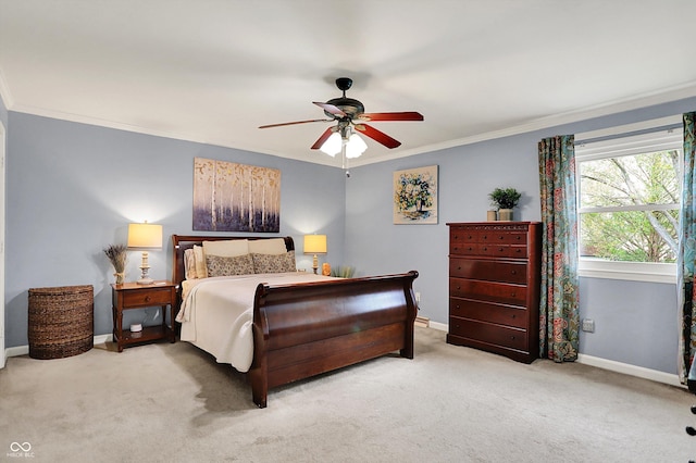12669 Brookshire Pkwy, Carmel, IN 46033 - bedroom with baseboards, ornamental molding, and light colored carpet