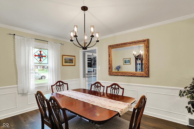 12669 Brookshire Pkwy, Carmel, IN 46033 - dining room featuring an inviting chandelier, crown molding, and dark wood finished floors