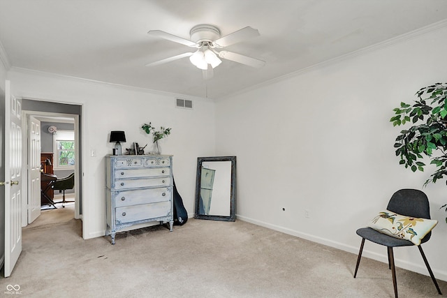 12669 Brookshire Pkwy, Carmel, IN 46033 - bedroom featuring baseboards, visible vents, ornamental molding, and light carpet