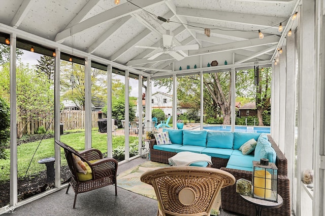 12669 Brookshire Pkwy, Carmel, IN 46033 - sunroom / solarium featuring ceiling fan and an outdoor hangout area