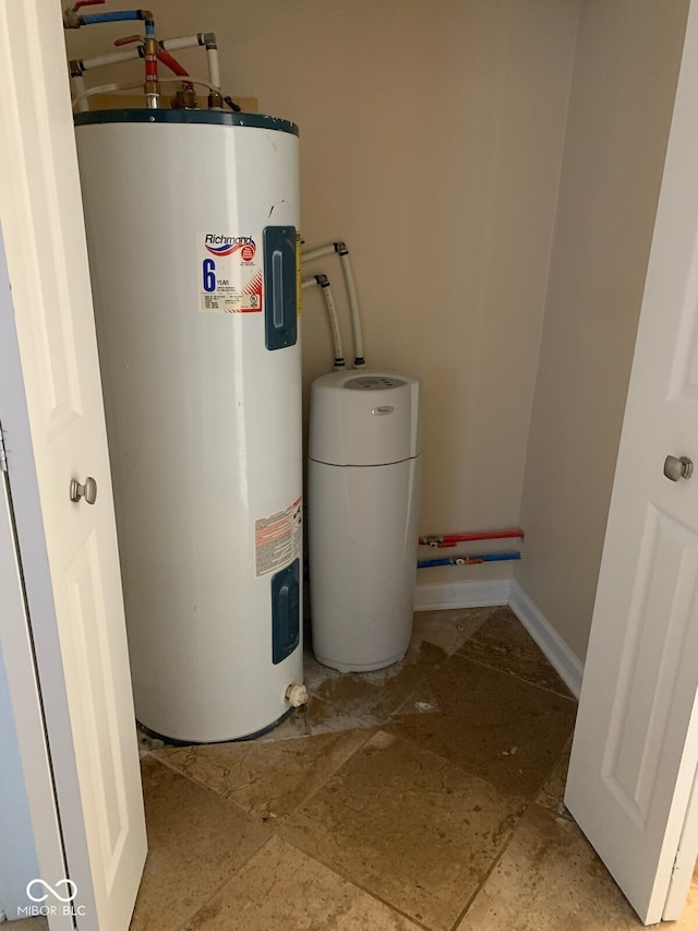 utility room with electric water heater