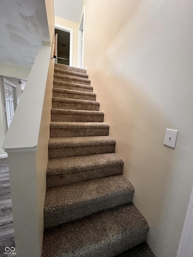 staircase featuring wood finished floors