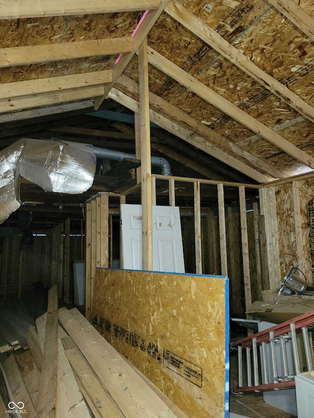 view of unfinished attic