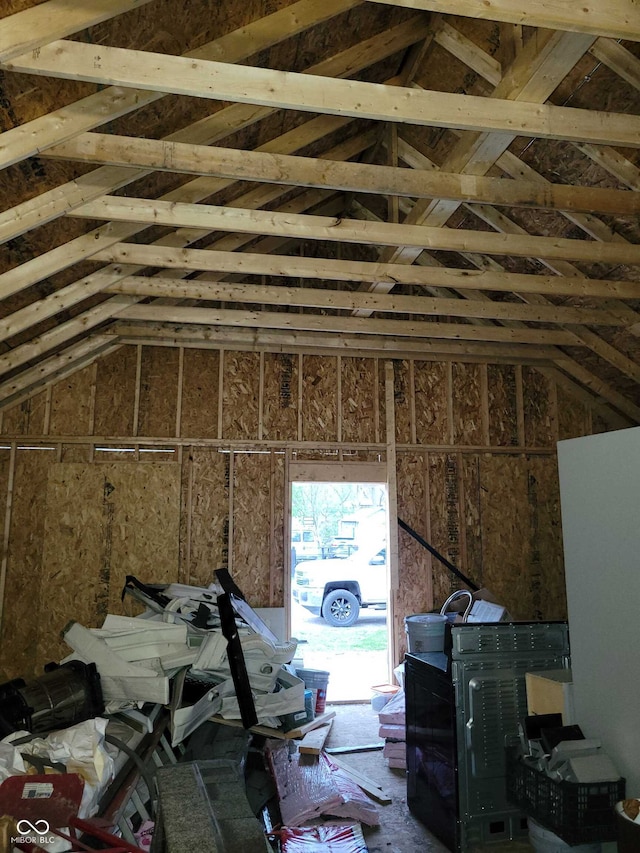 view of unfinished attic
