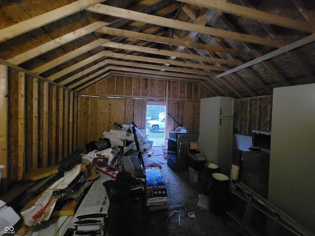 view of unfinished attic