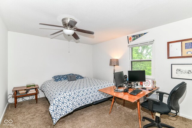 7140 Avalon Trail Dr, Indianapolis, IN 46250 - bedroom featuring carpet flooring, an office area, baseboards, and ceiling fan