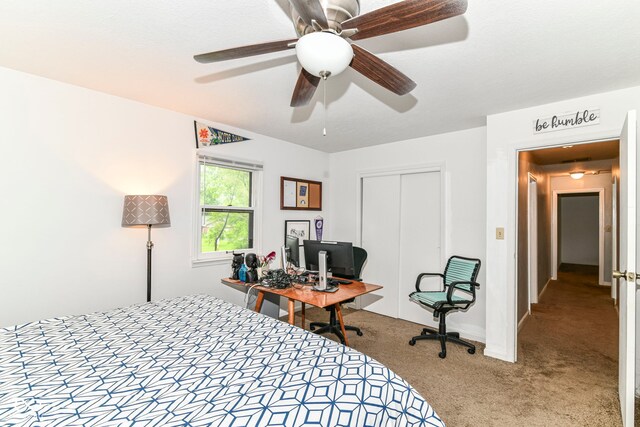 7140 Avalon Trail Dr, Indianapolis, IN 46250 - carpeted bedroom with a closet, ceiling fan, and baseboards