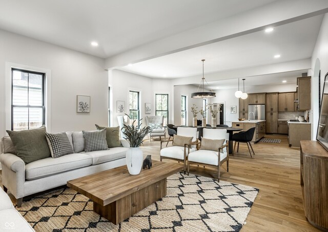 3868 N Park Ave, Indianapolis, IN 46205 - living room with recessed lighting and light wood-style flooring