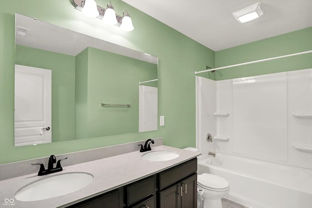 6827 Fallen Leaf Dr, Whitestown, IN 46075 - full bath featuring double vanity,  shower combination, and tile patterned flooring