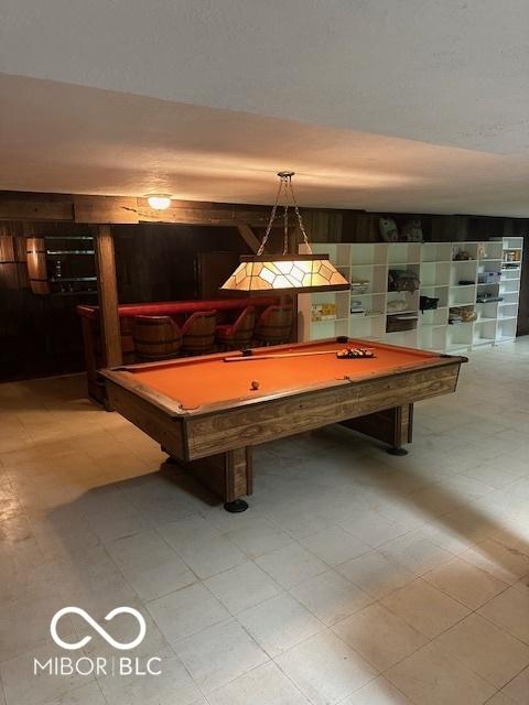 playroom featuring pool table and tile patterned floors