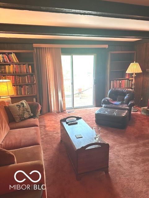 living room featuring carpet flooring