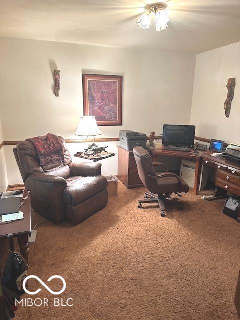 view of carpeted office space