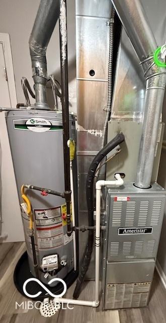 utility room featuring water heater