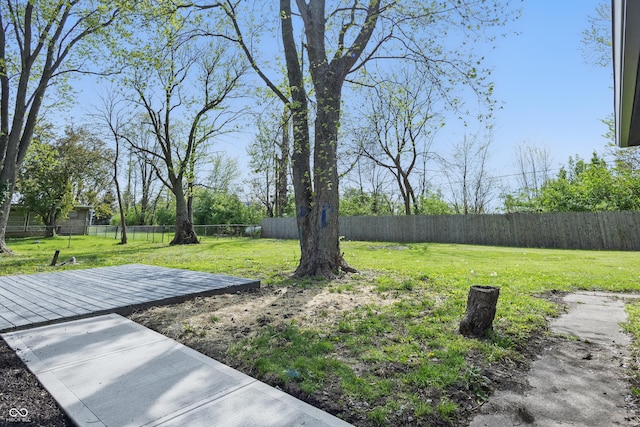 view of yard with a fenced backyard