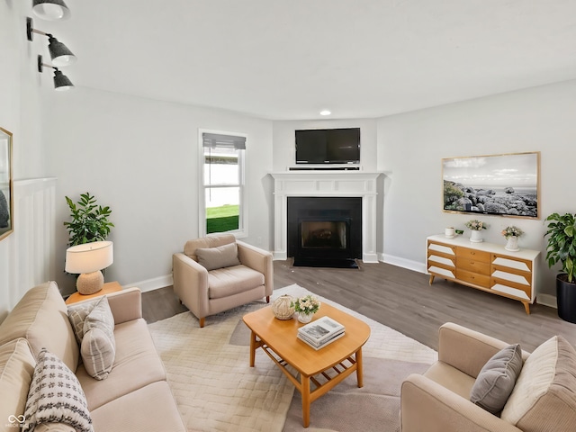 2080 Norwich Pl, Martinsville, IN 46151 - living area with baseboards, recessed lighting, wood finished floors, and a fireplace