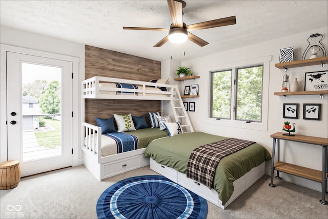 660 Sun Valley Ct, Indianapolis, IN 46217 - bedroom featuring carpet, access to outside, and a ceiling fan