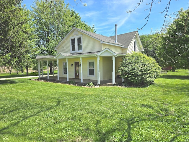 7561 N Hall School Rd, Monrovia, IN 46157 - country-style home featuring a porch, a front yard, and a shingled roof