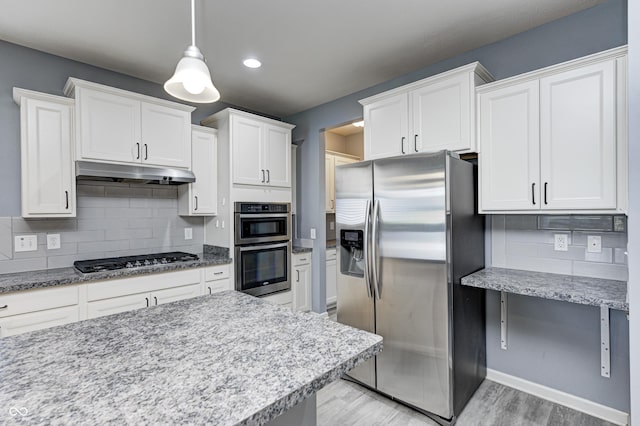 5110 Lilium Dr, Plainfield, IN 46168 - kitchen featuring appliances with stainless steel finishes, light wood-type flooring, white cabinetry, and recessed lighting