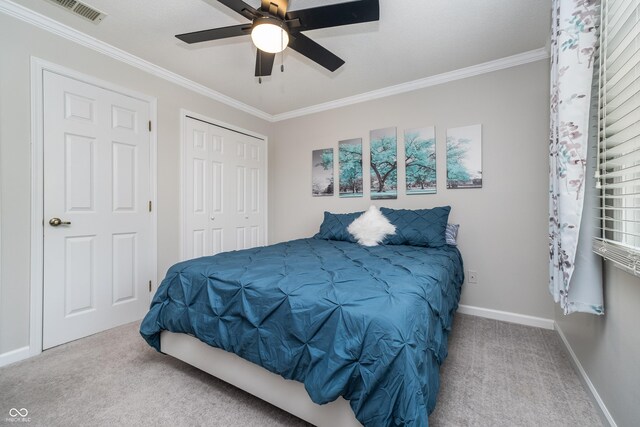 8140 Shorewalk Dr Unit C, Indianapolis, IN 46236 - bedroom featuring visible vents, carpet flooring, and crown molding
