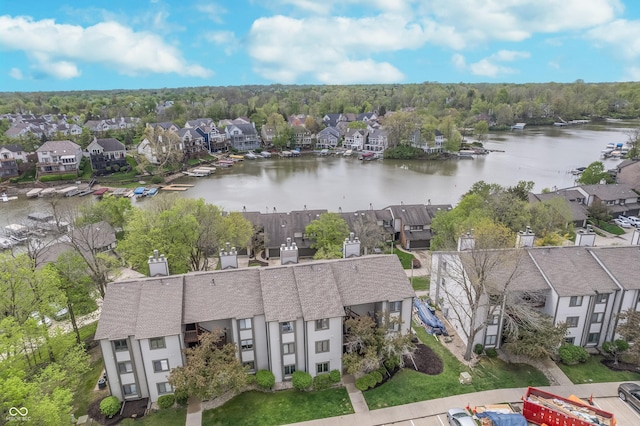 8140 Shorewalk Dr Unit C, Indianapolis, IN 46236 - birds eye view of property with a water view and a residential view