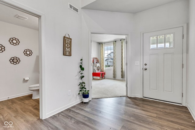 15120 Downham Dr, Fishers, IN 46037 - foyer entrance with baseboards, visible vents, and wood finished floors