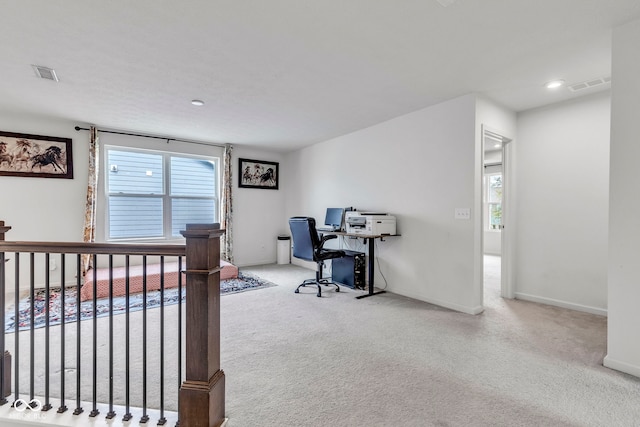 15120 Downham Dr, Fishers, IN 46037 - carpeted office space featuring baseboards, visible vents, and plenty of natural light