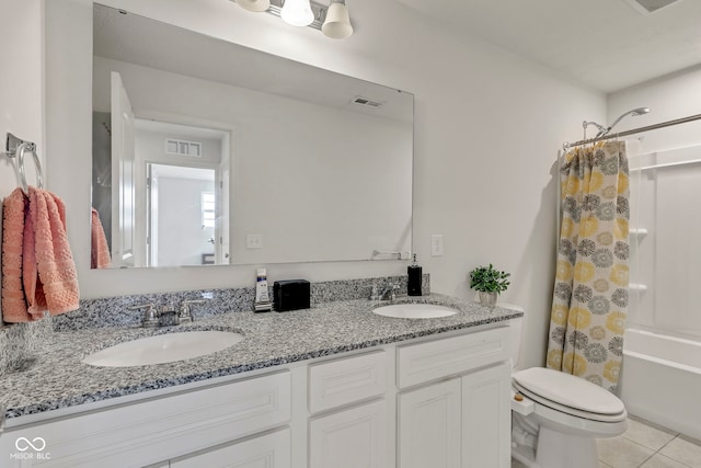 15120 Downham Dr, Fishers, IN 46037 - bathroom with a sink, toilet, visible vents, and tile patterned floors