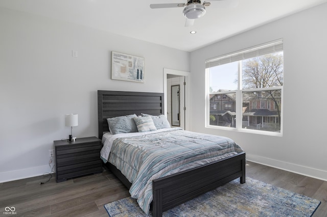 2226 Central Ave, Indianapolis, IN 46205 - bedroom with recessed lighting, a ceiling fan, wood finished floors, and baseboards
