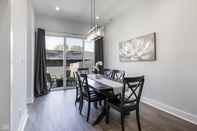 2226 Central Ave, Indianapolis, IN 46205 - dining area featuring dark wood-style flooring, visible vents, recessed lighting, and baseboards