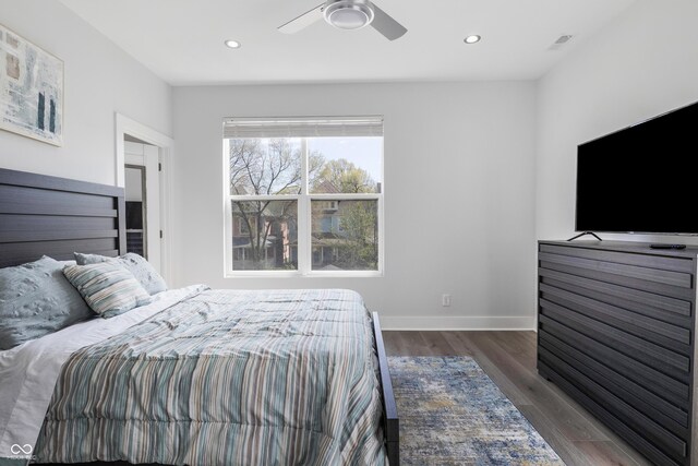 2226 Central Ave, Indianapolis, IN 46205 - bedroom with baseboards, visible vents, wood finished floors, and recessed lighting