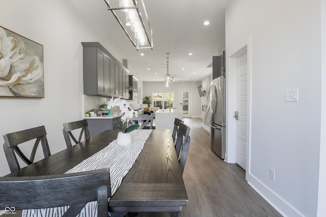 2226 Central Ave, Indianapolis, IN 46205 - dining space with baseboards, recessed lighting, and dark wood-type flooring