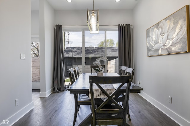 2226 Central Ave, Indianapolis, IN 46205 - dining room with a healthy amount of sunlight, recessed lighting, dark wood-style floors, and baseboards