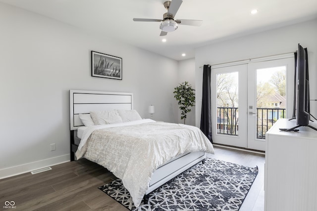 2226 Central Ave, Indianapolis, IN 46205 - bedroom with wood finished floors, recessed lighting, visible vents, and access to outside