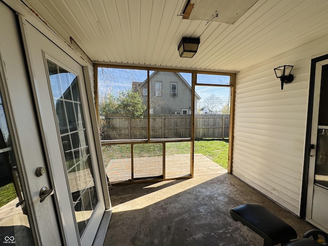 view of unfurnished sunroom