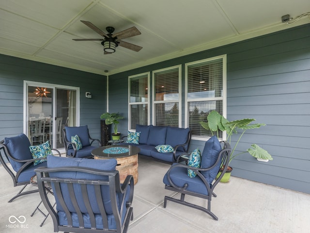 3697 Chalmers Dr, Bargersville, IN 46106 - view of patio with outdoor lounge area and ceiling fan