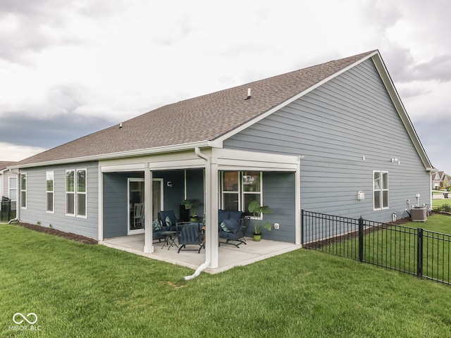 3697 Chalmers Dr, Bargersville, IN 46106 - rear view of house featuring a patio, central air condition unit, and roof with shingles