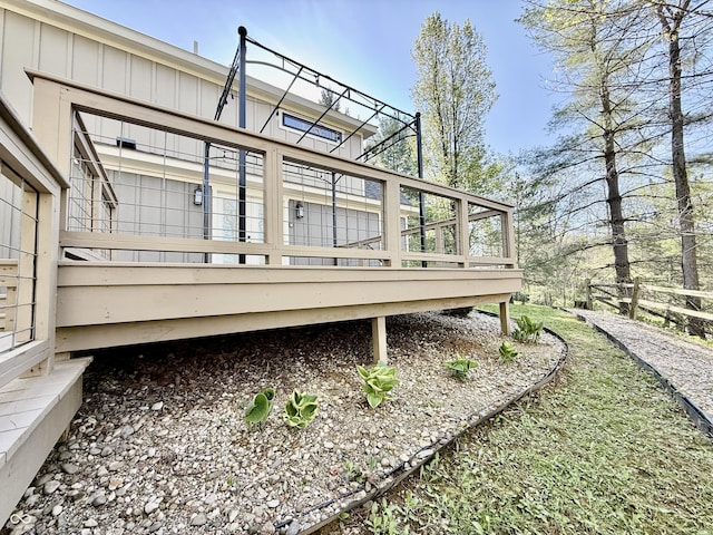 exterior space featuring a deck and board and batten siding