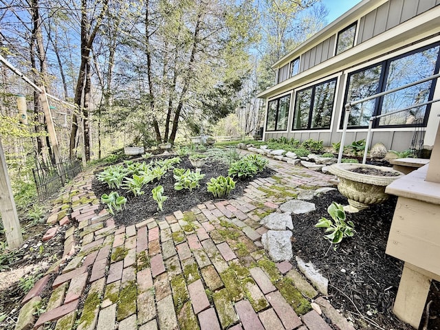 view of yard featuring fence
